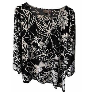 Chico's Black and White Floral Blouse